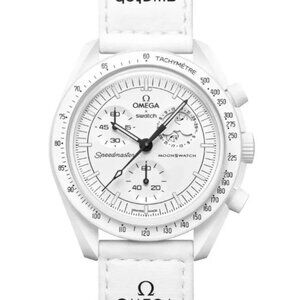 Authentic OMEGA X SWATCH MoonSwatch Mission to the Moonphase Snoopy White Unisex